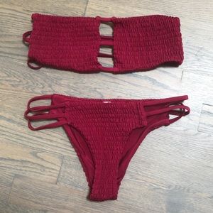 Shein NEW textured cranberry textured bikini